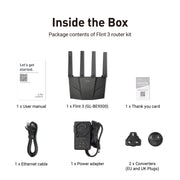 GL.iNet Flint 3 box contents EU and UK version