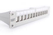 Modular Patch Panel, shielded, 12-Port Blank,1U,254mm (10") Rack Mount, grey RAL 7035