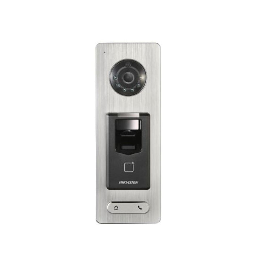 Hikvision IP Intercom 2MP Camera + Fingerprint + Card Reader, Stainless Steel, Surface (Display Model) — Stainless Steel