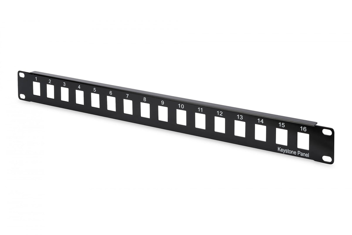 Modular Patch Panel, unshielded, 16-port blank, 1U, rack mount, black RAL 9005