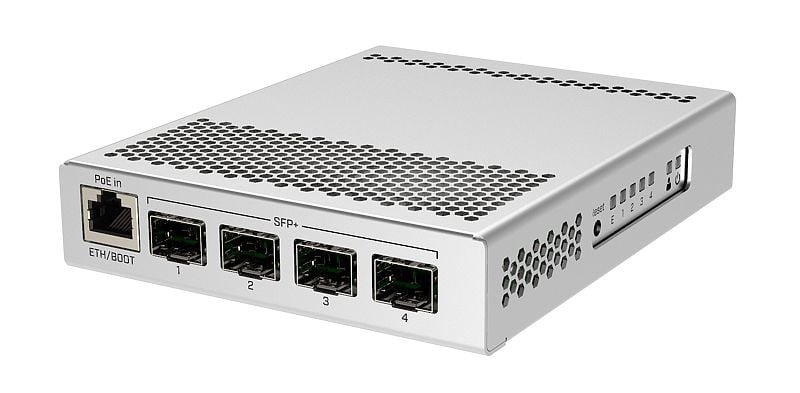 MikroTik CRS305-1G-4S+IN Managed Network Switch, 1x Gigabit Ethernet, 4x SFP+, PoE