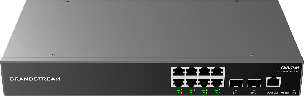 Grandstream GWN7801P 8-Port Gigabit Enterprise Layer 2+ Managed PoE Network Switch image 1
