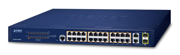 Planet FGSW-2624HPS 24-Port 10/100TX 802.3at PoE +  2-Port Gigabit TP/SFP Combo Managed Ethernet Switch (240W, 250m Extend mode, IPv4/IPv6 Management, SNMPv3, 8