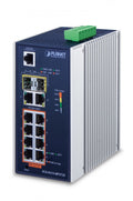 Planet IGS-4215-8P2T2S IP30 Industrial L2/L4 8-Port 10/100/1000T 802.3at PoE + 2-Port 10/100/1000T + 2-Port 100/1000X SFP Managed Switch (-40~75 degrees C), dua