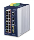 Planet IGS-20160HPT IP30 DIN-rail Industrial L3 16-Port 10/100/1000T 802.3at PoE + 2-Port 10/100/1000T + 2-port 1G/2.5G SFP Full Managed Switch (360 watts PoE b