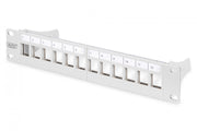 Modular Patch Panel, shielded, 12-Port Blank,1U,254mm (10") Rack Mount, grey RAL 7035