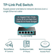 TP-Link TL-SG105PE 5-Port Gigabit Easy Smart Switch with 4-Port PoE+