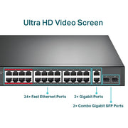 TP-Link TL-SL1226P 24-Port 10/100 Mbps + 2-Port Gigabit Rackmount Switch with 24-Port PoE+