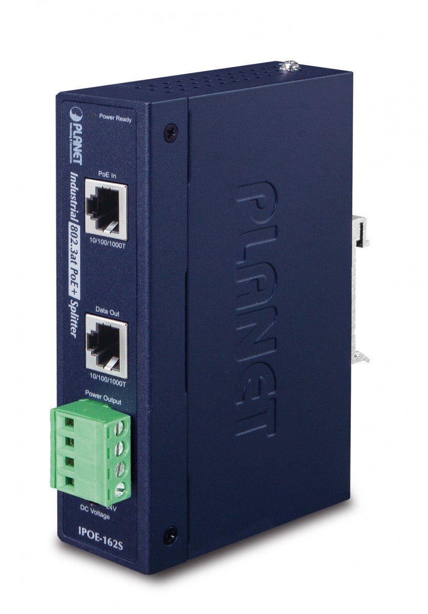 Planet IPOE-162S IP30, Industrial 802.3at High Power PoE Splitter - 12V & 24V (-40 to 75 C)
