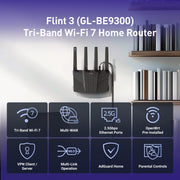 GL.iNet Flint 3 tri-band Wi-Fi 7 home router