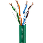 CORE CAT5e Indoor U/UTP Solid Bare Copper Cable, LSZH, 305m, 24AWG, CPR Dca, 350MHz — Green