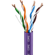 CORE CAT5e Indoor U/UTP Solid Bare Copper Cable, LSZH, 305m, 24AWG, CPR Dca, 350MHz — Purple