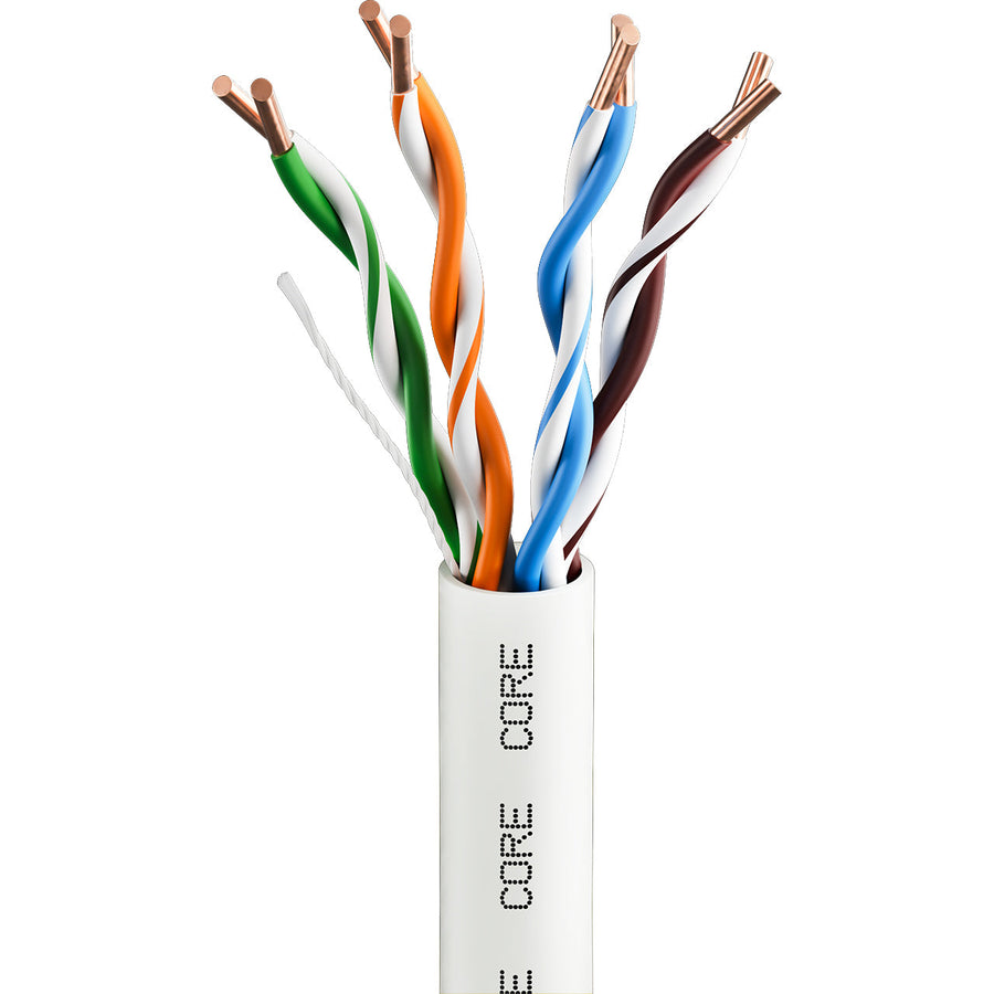 CORE CAT5e Indoor U/UTP Solid Bare Copper Cable, LSZH, 305m, 24AWG, CPR Dca, 350MHz — White