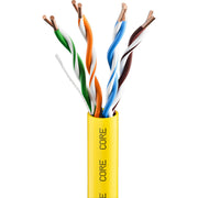 CORE CAT5e Indoor U/UTP Solid Bare Copper Cable, LSZH, 305m, 24AWG, CPR Dca, 350MHz — Yellow