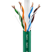 CORE CAT6 Indoor U/UTP Solid Bare Copper Cable, LSZH, 305m, 23AWG, CPR Dca, 550MHz — Green