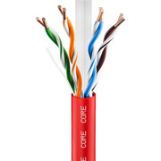 CORE CAT6 Indoor U/UTP Solid Bare Copper Cable, LSZH, 305m, 23AWG, CPR Dca, 550MHz — Red
