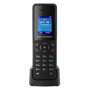 Grandstream DP720 DECT handset seated in its charging cradle, front view