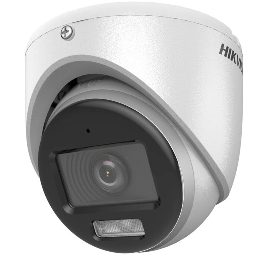 Hikvision 3K TVI Small Turret, 20m Smart Hybrid Light & Audio — White / 2.8mm