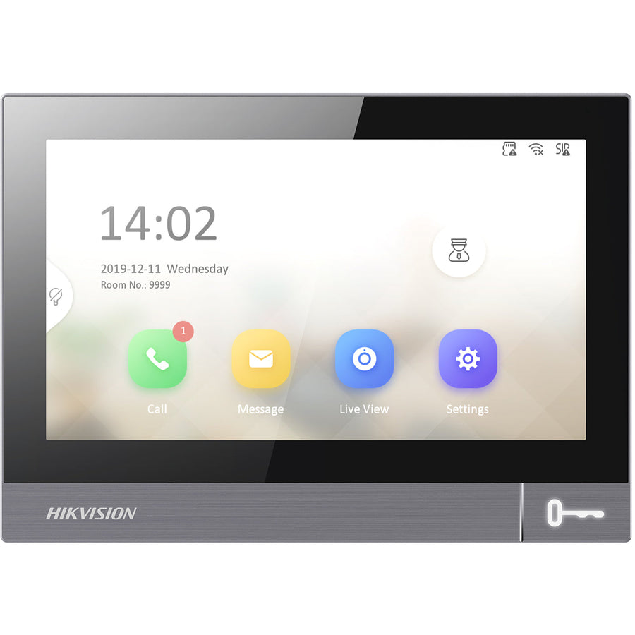 Hikvision IP PoE Intercom 7" Metal Touch Screen with WiFi — Black
