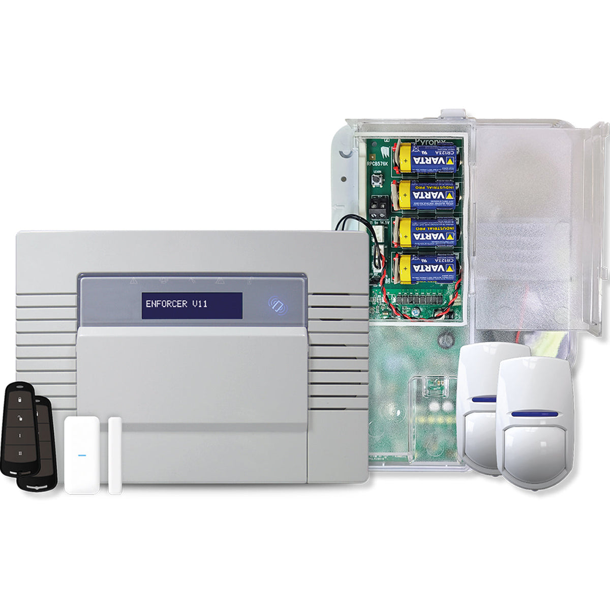 Pyronix Wireless Enforcer Kit 1 with 2 PIR, 1 Door, 2 Remote, 1 Siren, Built-in WiFi