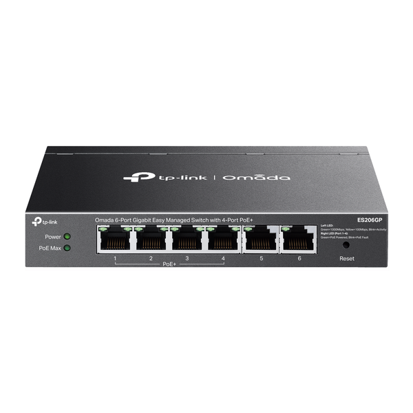 TP-Link Omada ES206GP 6-Port Gigabit Easy Smart Switch with 4-Port PoE+