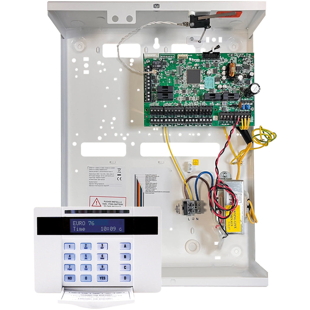 Pyronix Wired EURO76/L Large Hybrid Control Panel with Keypad, Grade 3