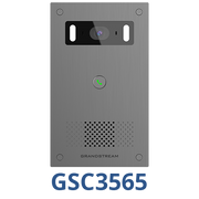 Grandstream GSC3560 outdoor intercom mounted beside a door entrance