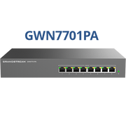 Grandstream GWN7701PA 8-port Gigabit unmanaged switch with 8 PoE+ ports, front view