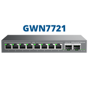Grandstream GWN7721P 2.5 Gigabit PoE managed switch shown at an angle