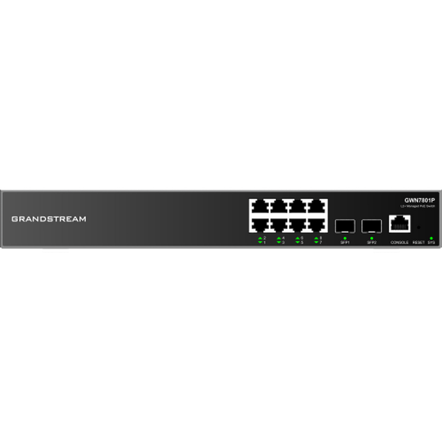Grandstream GWN7801P 8-Port Gigabit Enterprise Layer 2+ Managed PoE Network Switch