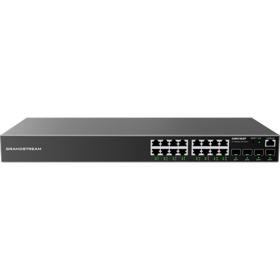 Grandstream GWN7802P 16-Port Gigabit Enterprise Layer 2+ Managed PoE Network Switch