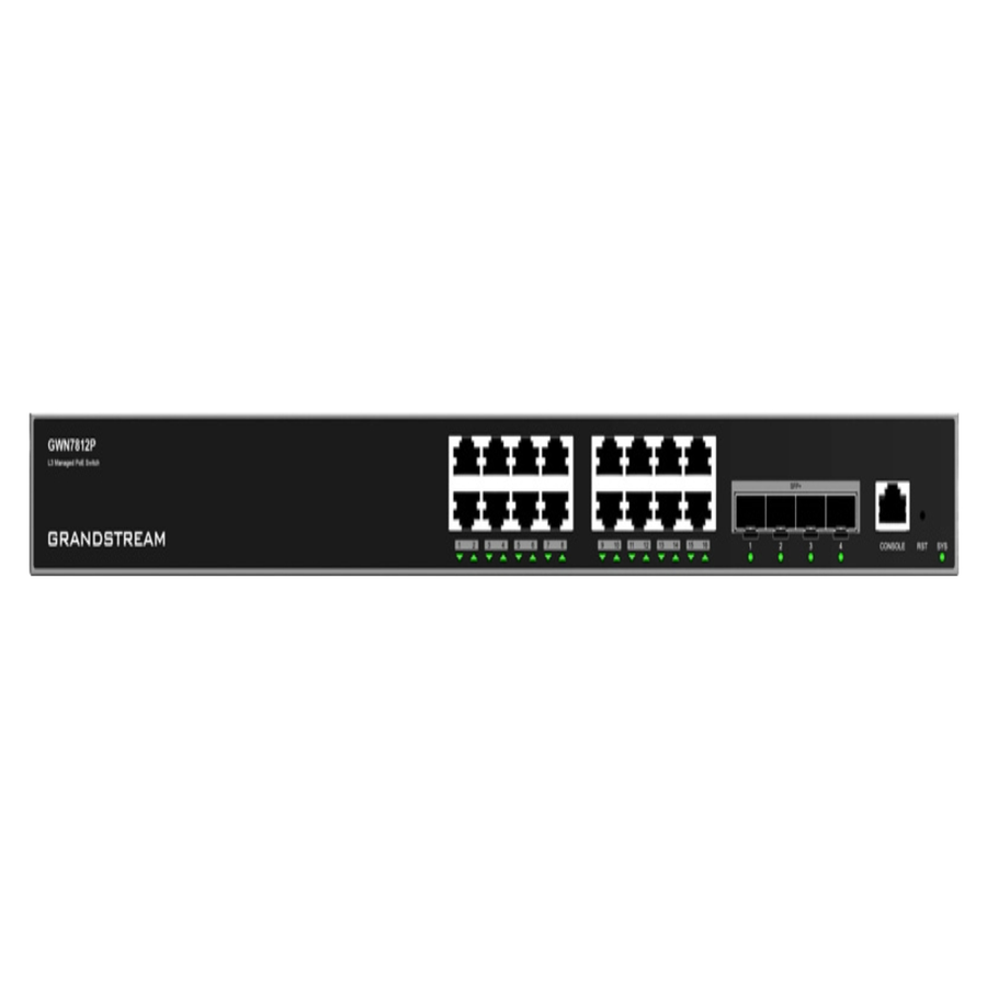 Grandstream GWN7812P 16-Port Gigabit Enterprise Layer 3 Managed PoE Network Switch