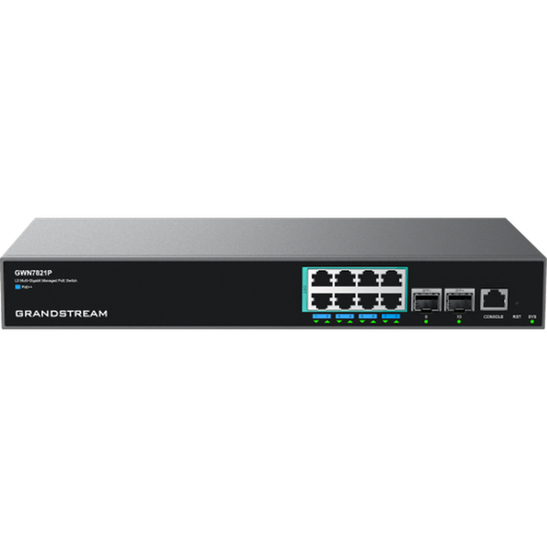 Grandstream GWN7821P 8 PORT POE 2 SFP+ LAYER 3 MULTI-GIGABIT SWITCH