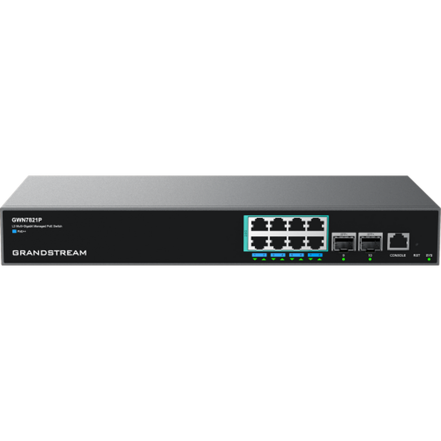Grandstream GWN7821P 8 PORT POE 2 SFP+ LAYER 3 MULTI-GIGABIT SWITCH