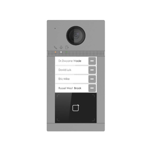 IP PoE Intercom 2MP Door Station Hikvision Compatible, Card Reader, 4 Buttons, Metal, Surface — Surface / Grey