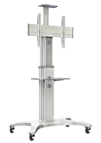 Video Conferencing Equipment Floor Stand for 32″- 65″ Screen With Camera Tray and Codec Shelf
