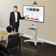 Video Conferencing Equipment Floor Stand for 32″- 65″ Screen With Camera Tray and Codec Shelf