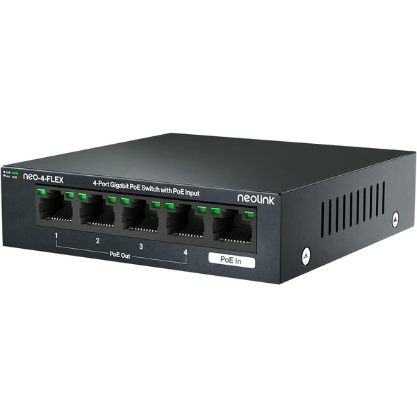 Neolink 4-Port PoE Powered Gigabit Network Switch with 1-PoE Input, Metal, Fanless, Up to 30W