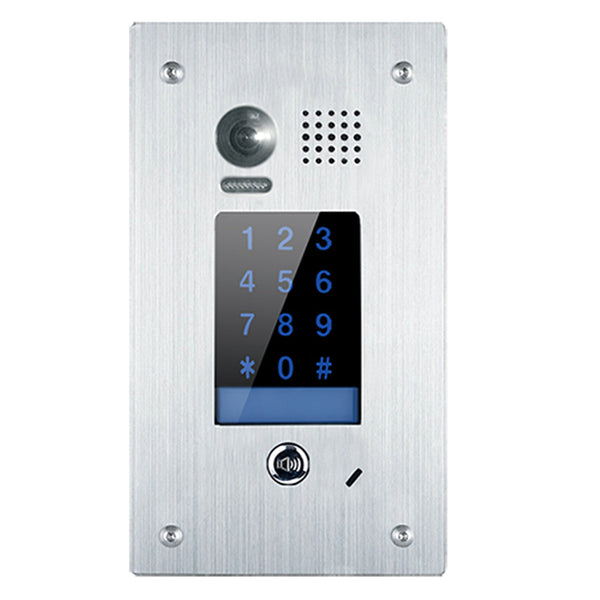 Technomate 2-Wire Intercom 1-Button with Keypad, Stainless Steel, Flush