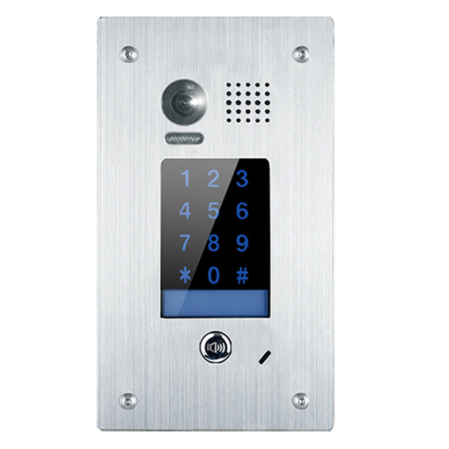 Technomate 2-Wire Intercom 1-Button with Keypad, Stainless Steel, Flush