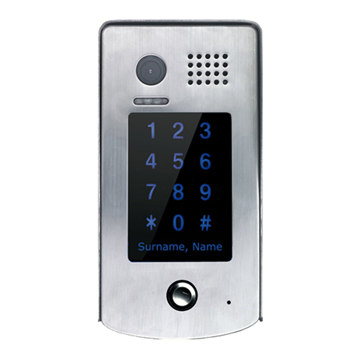 Technomate 2-Wire Intercom 1-Button with Keypad, Stainless Steel, Surface