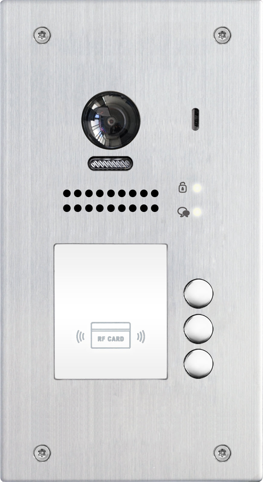 Technomate 2-Wire Intercom 3-Button with Card Reader, Stainless Steel, Flush