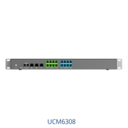 Grandstream UCM6308 IP PBX rear view showing FXS, FXO and network ports