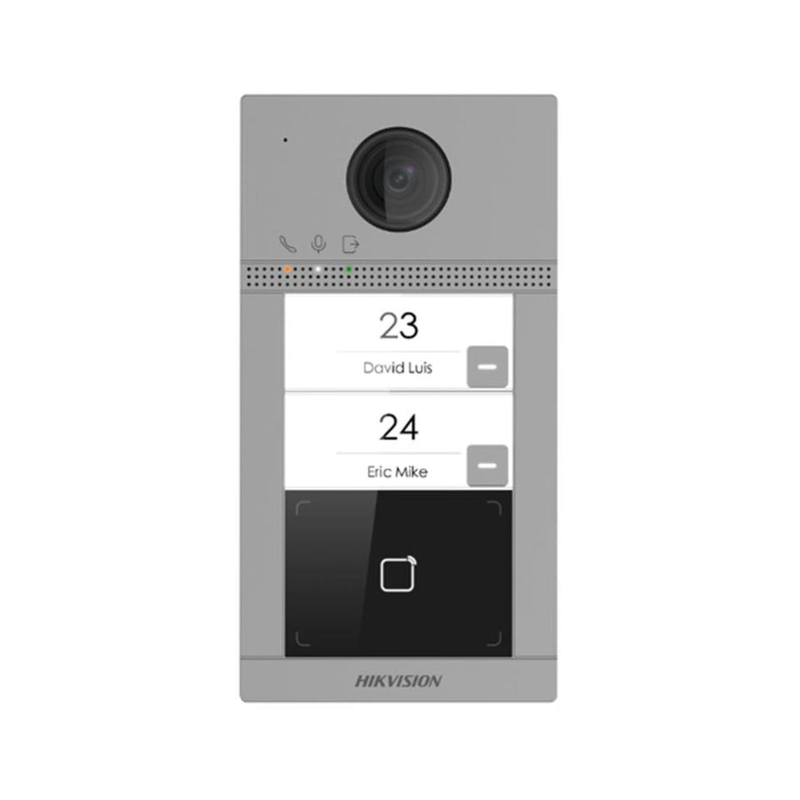 Hikvision IP PoE Intercom 2MP Door Station, Card Reader, 2 Buttons, Metal (Surface or Flush) — Flush / Grey