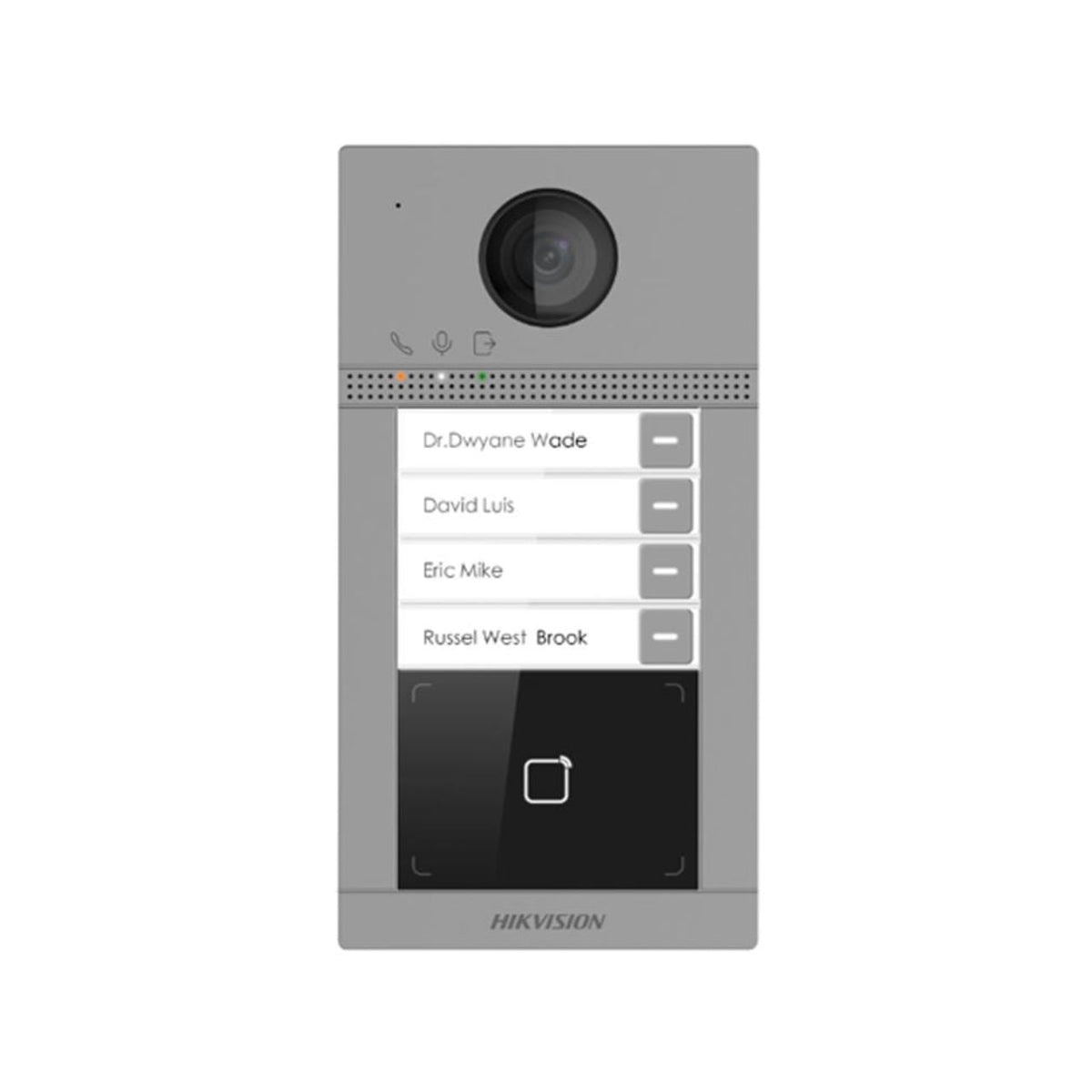Hikvision IP PoE Intercom 2MP Door Station, Card Reader, 4 Buttons, Metal (Surface or Flush) — Flush / Grey