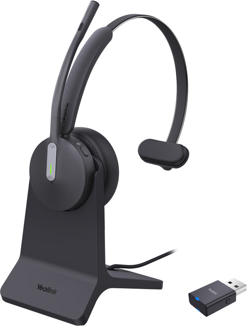 Yealink WH64 Single Ear Teams over the head DECT headset with DECT Dongle and Charging Stand