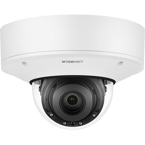 Hanwha XNV-9082R X Series, WDR IP67 4K 2.8-8.4mm Motorized Varifocal Lens, IR 40M IP Dome Camera, White