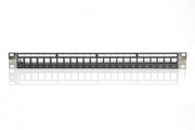 Modular Patch Panel, shielded, 24-port blank, 1U, Rack Mount, transp. label field, black