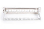 Modular Patch Panel, shielded, 12-Port Blank,1U,254mm (10") Rack Mount, grey RAL 7035