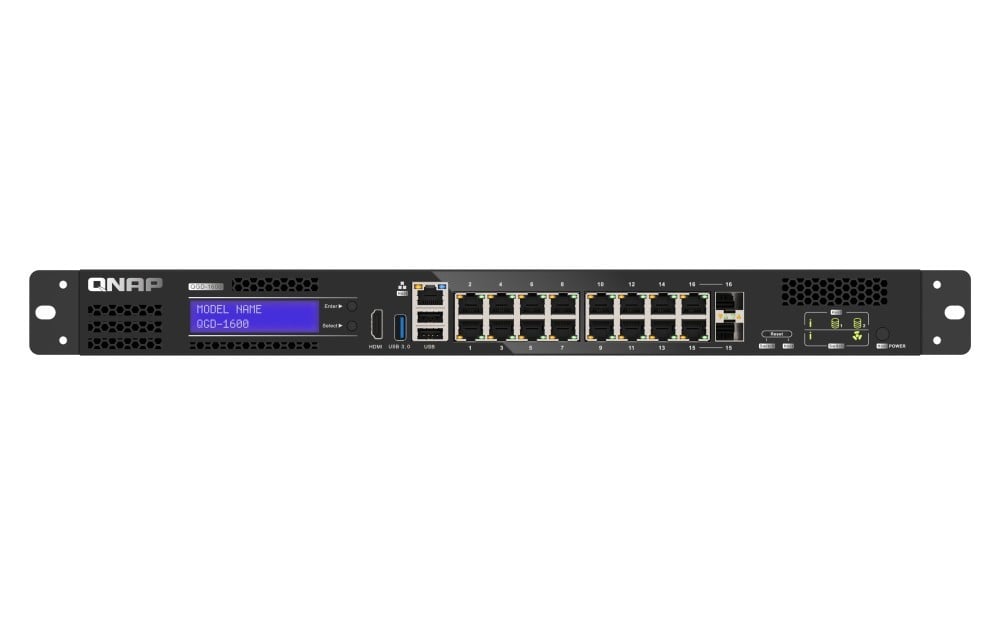 QNAP QGD-1600-8G Managed Gigabit Ethernet Switch with 16 Ports and USB 2.0